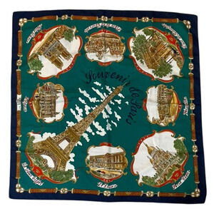 Roger Lahmy Parisian Scarf Souvenir Paris Landmark Eiffel Tower Square Foulard